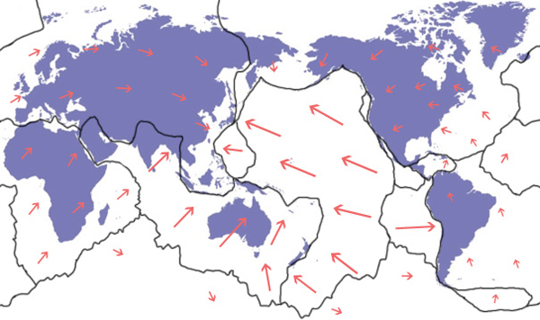 주요판의이동방향및속도